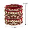 Aheli Red White Silk Thread Fabric/Stone Studded Kundan/Chura/Chuda Bangle Set