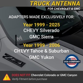 Anodized 3" Short Black Carbon Fiber Truck Antenna for Chevy Silverado & GMC Sierra 1500 2500 (1999-2026) – Billet Aluminum, UV & Chip-Resistant, Car Wash Safe, Small Stubby Replacement Accessories