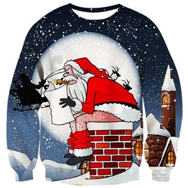 Fanient Unisex Ugly Christmas Jumper, 3D Print, Long-Sleeved Crew-Neck Shirt