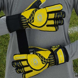 K-LO Goalkeeper Gloves: Savage Rise Soccer Goalie Gloves - Yellow Size 9 (Unisex, Youth, Kids & Adult) - Fingersaves for Protection | Strong Grip Palm