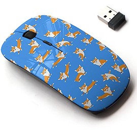 2.4G Wireless Mouse with Cute Pattern Design for All Laptops and Desktops with Nano Receiver - Cartoon Dogs Breed Corgi