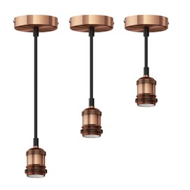 ledscom.de RETRA Pendant Light / Pendant Lamp, Textile Cable, Bronze Matt, 1x E27 Max. 60 W, Lamp, Pendant Light, Hanging Lamp, Hanging Lamp, Vintage, Dining Table, E27, Hanging Light, Cable