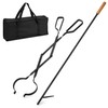 Heavy Duty Fire Tong and Blow Fire Poker Stick Set