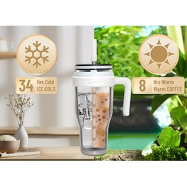 Zenbo 40oz Stainless Steel Tumbler with Handle & Straw Lid | Keeps Drinks Cold 34 Hours, Fits Car Cup Holder, BPA Free