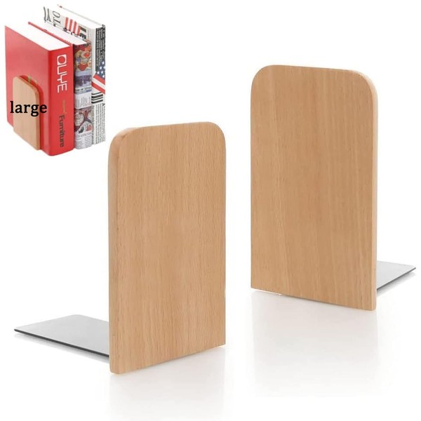 1 Pairs Book Ends Shelf, Wood Bookends, Heavy Duty Book