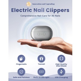 2026 Clipper De Uñas Inteligente Para Personas Mayores,Clippers de Uñas Eléctricas,Clipper de Uñas Eléctrica con Luz Led, Trimmer de Uñas Indoloras para Uñas Gruesas, Artritis, Baja Visión (Gris)