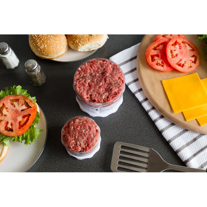 KitchenArt Adjust-A-Burger Press Set, Plastic, 2-Piece, White