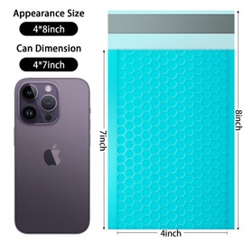 packbabol Bubble Mailers, 4x7 Inch Padded Bubble Mailers Pack of 100 Bubble Envelopes Opaque Self Seal Adhesive Waterproof Bags for Shipping and Packaging (Teal, 4x7-100)