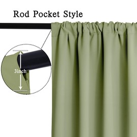 Yakamok Room Darkening Rod Pocket Window Drapes Thermal Insulated Light Blocking Blackout Curtains for Bedroom(38Wx63L,Sage,2 Panels)