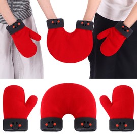 Chicingyou 3 Pcs Christmas Red Gloves for Couples Lovers Couples Smiling Face Winter Warm Hand Held Mittens Xmas Lovers Gifts