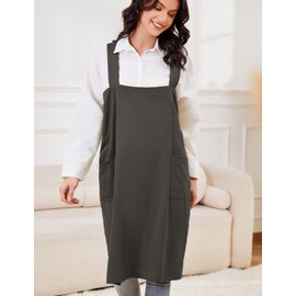 Schine Women's Cotton Cross Back Pinafore with Big Pockets Practical Aprons for Gardening Works,Cooking,Coffee House,Painting