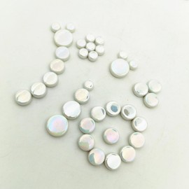 Iridescent Round Glass Mosaic Tiles for Crafts, 500g, Mini Circle Mosaic Glass Pieces for Flower Pots, Vases, Cups, Garden and Home Decoration, DIY Mosaic Accessories (White)