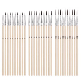 PEUTIER 30pcs Fine Detail Paint Brush, #0#00#000 Precision Miniature Detailing Paintbrushes Tiny Liner Brush for Micro Figures Models Art Oil Watercolor Acrylic Painting (Wood Color)