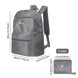 Foldable Backpack, 15L Waterproof Hiking Backpack, Ultra Light, Multifunctional Daypack, Folding Daypack for Women, Men, Outdoor, Hiking, Camping, Travel, Cycling, Shopping, black