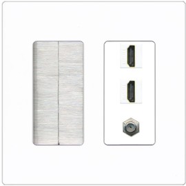 Coax 2 HDMI Wall Plate-Brush Screwless White