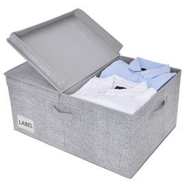 GRANNY SAYS Storage Bins with Lids, Decorative Storage Boxes with Double Open Lid and Handles, Extra Large Bins For Storage, Gray