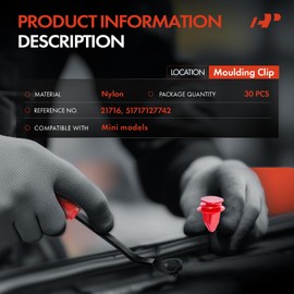 A-Premium 30PCS Nylon Rocker Panel Moulding Clips Fastener Compatible with Mini Cooper 2002-2022, Cooper Clubman 2016-2022