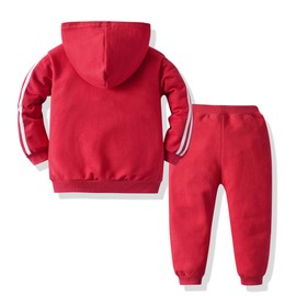 Toddler Boys Girls Clothes Hoodies Zipper Sweatshirt+Trouser Casual 2Pcs Outfits Set(Red, 120/5T)