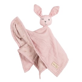 roba Baby Comforter Lil Planet - 40 x 40 cm - Cuddle Blanket with Rabbit Motif - Muslin - Organic Cotton GOTS Certified - Pink / Mauve