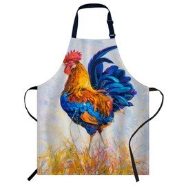Smooffly Multicolored Rooster Apron - Unisex Adjustable Bib Apron for Home Kitchen, Restaurant, Coffee House