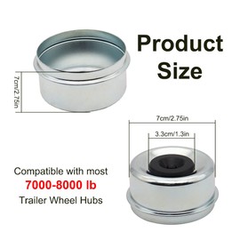 SUNCARACCL 4PCS 2.75" Trailer Hub Bearing Dust Caps, Trailer Axle Dust Cap Wheel Center Caps Grease Covers with 4 Rubber Plugs for 7000 to 8000 lb Dexter EZ Lube Trailer Boat Trailer Camper RV…
