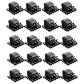 XuJJJJunB Cable Clips Black 20-Piece Set Wire Stopper Cord Clip Strong Double-Sided Tape Cord Hook Cable Stand Table Storage Car Wiring Electric Wire Clip Wire Concealment