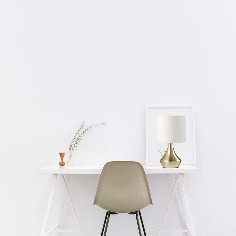 ONLI Gold Table Lamp in Satin Metal and White Fabric