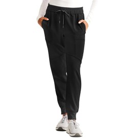 Healing Hands Women's Scrub Jogger Pant Naya with 6 Pockets, Moisture Wicking, Moisture Wicking, 360° Stretch & Recycled Fibers - 9156P, XS Petite, Black