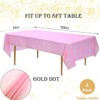 4 Pack Disposable Plastic Tablecloth, Gold Stamping Dot Rectangular Table