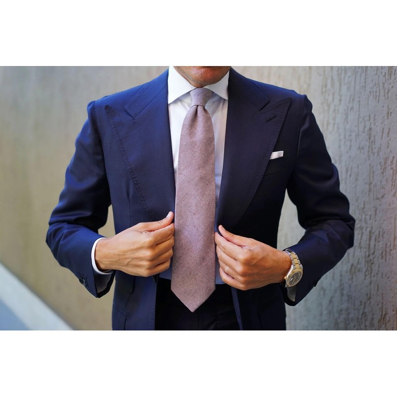 OTAA Brown & White Twill Stripe Linen Necktie Casual Ties