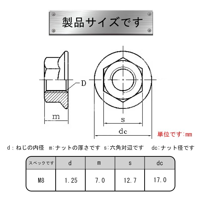 IWALT Hex Flange Nuts (M8) Serrated Flange 304 Stainless Steel