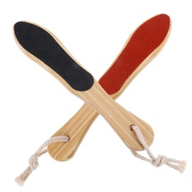 Baluue 2pcs Dual-sided Wooden Foot File Ergonomic Callus Remover for Smooth Feet Dead Skin Remover for Home and