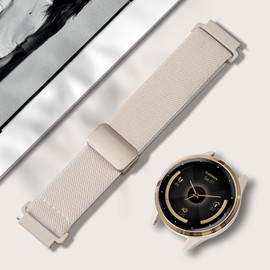 Oanux 18mm Magnetic Stretchy Nylon Band Compatible with Garmin Venu 3s/Venu 2s/Vivoactive 4s/Vivomove 3s/Forerunner 255S/Forerunner 265S, Solo Loop Elastic Sport Strap Wristband for Women Men