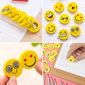 Smiley Face Eraser, Pack of 60 Children's Smiley Erasers, Eraser Set for Children, Emoji Children's Erasers, Mini Erasers, Suitable as a Gift for Children, Suitable for Pencils