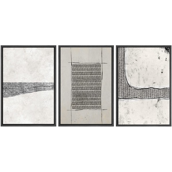 SIGNWIN Framed Canvas Print Wall Art Set Black White Industrial