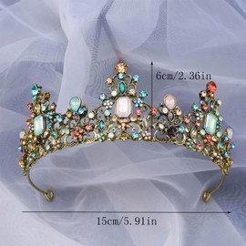 Hoshisea Baroque Crystal Headband, Tiara Crystal Crown, Vintage Crystal Crown, Baroque Crown, for Proms, Birthday Parties, Wedding Parties (Colour), Artificial Crystal, Artificial crystal