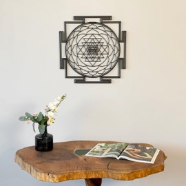 iwa concept Sri Yantra Sacred Geometry Metal Wall Decor, Unique Modern Decoration for Living Room, Metal Wall Art, Housewarming Gift, Office Decor (Small, Black)