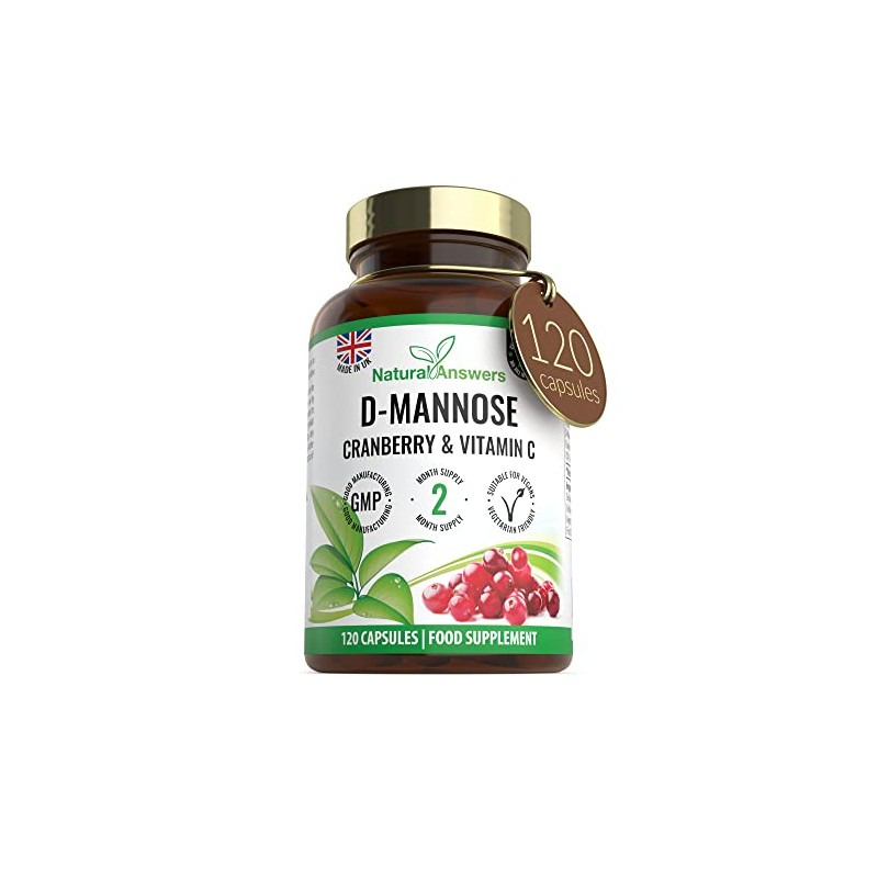 120 D-Mannose Capsules with Vitamin C and Cranberry Extract -