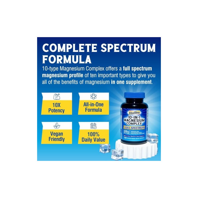 Vitalibre Complejo de magnesio 10 en 1, 420 mg de