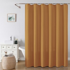 OVZME Zora Solid Gold Shower Curtain for Bathroom, Fabric Shower Curtain- Soft Cloth & Hotel Spa Quality, Water Repellent, Machine Washable Shower Curtain Set with 12 Hooks, Grommets Top, 72Wx72L