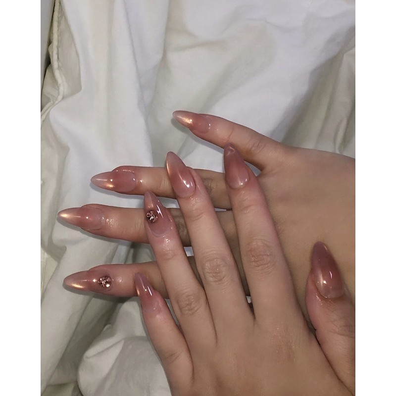 [Extended Nail Signature Art] Golden Rosé - Short Ballerina /