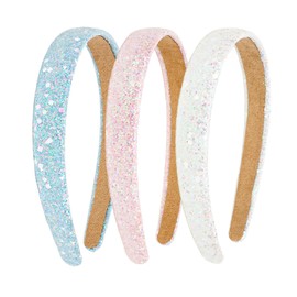 TODDER Glitter Headbands for Girls 3Pcs Toddler Headbands Pink Sparkle Headbands School Headband Girls Headbands Hair Accessories for Toddler Girls