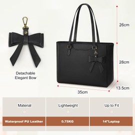 KTMOUW Handbag Women's Large Shopper Bag Women's Waterproof Leather Tote Bag Work Bag Women's Shoulder Bags Shoulder Bag Handbag for Business Office School, black