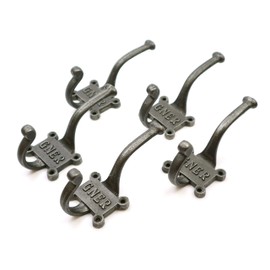 Coat Hook Double GNER 2 Part Cast Antique Iron 125mm - Pack of 5