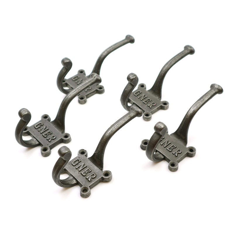 Coat Hook Double GNER 2 Part Cast Antique Iron 125mm