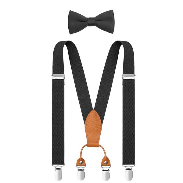 Shark Tooth Men's Suspenders and Bow Tie Set Adjustable with