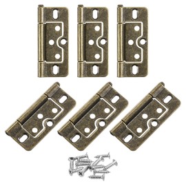 uxcell 6Pcs 3x1.4 Inch Door Hinges Non-Mortise No Noise Bifold Door Hinges Plating for Cabinet Furniture Window Wardrobe with Screws, Bronze