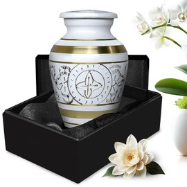 Beautiful Small Urns for Human Ashes Keepsake - Memorial Keepsakes for Men & Women - Mini Urns for Ashes - Cremation Urn for Mom & Dad - Perfect Tribute for Loved Ones (White, Small)