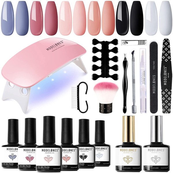 MODELONES Dip Powder Nail Kit Starter-12 Nude Colors French Style