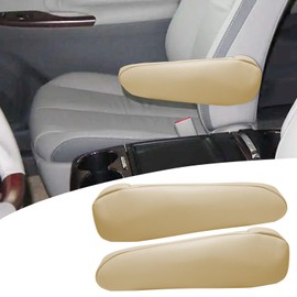 VKGUG 2PCS Car Front Seat Armrest Cover Compatible with Toyota Sienna 2011-2018 Leather Left and Right Seat Arm Rest Cover Beige (Only Leather Part)